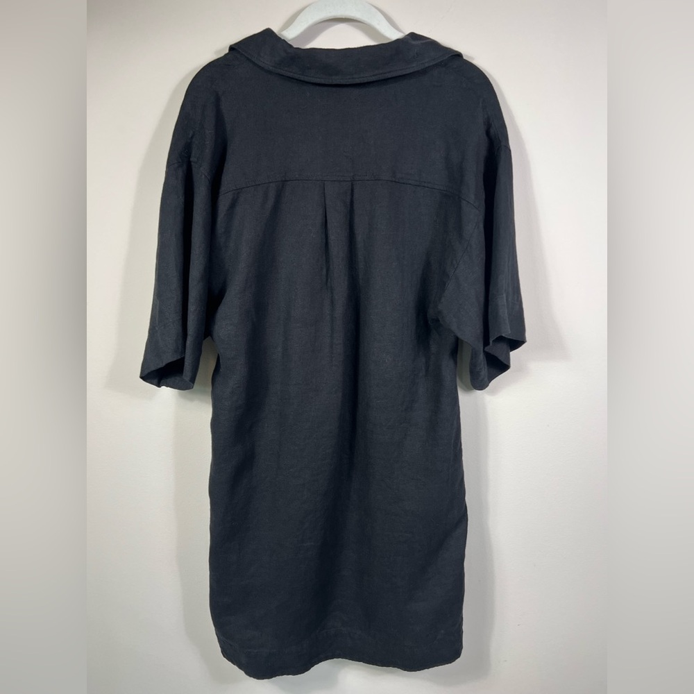 COS OPEN-COLLAR LINEN SHIRT DRESS, black, size 2 - Picture 2 of 5